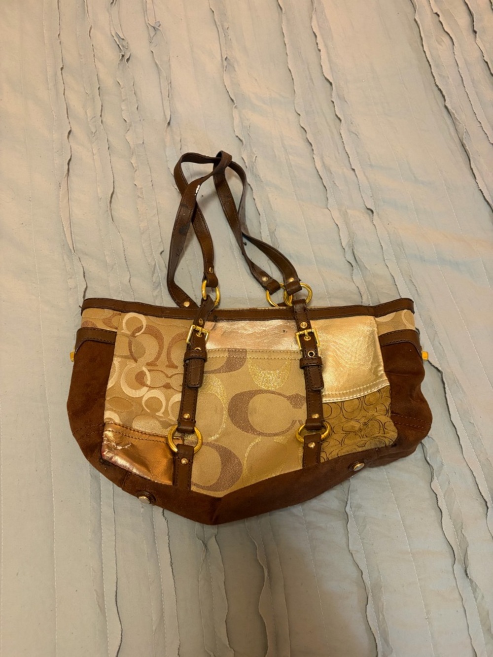 Coach Signature Gallery Logo Patchwork Shopper Tote